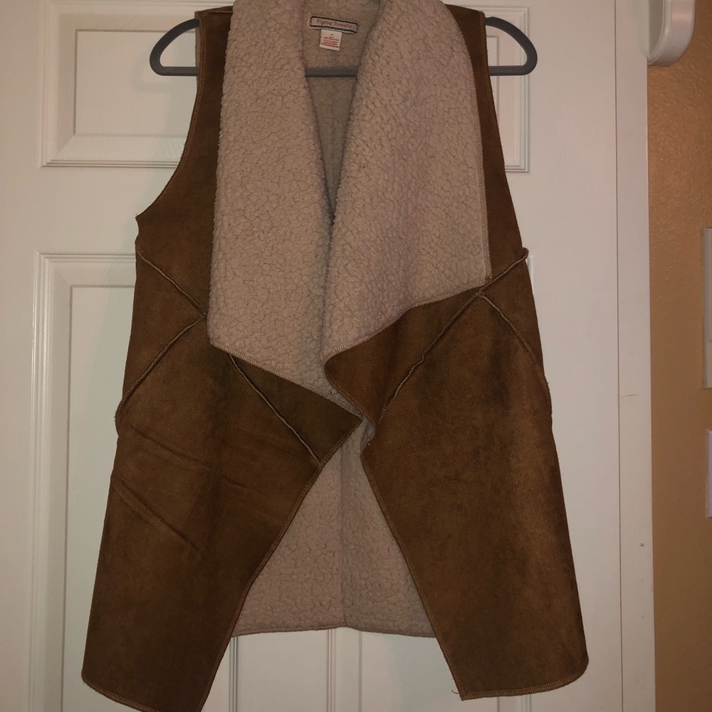 Flying Tomato Long Brown Suede Vest Size Medium